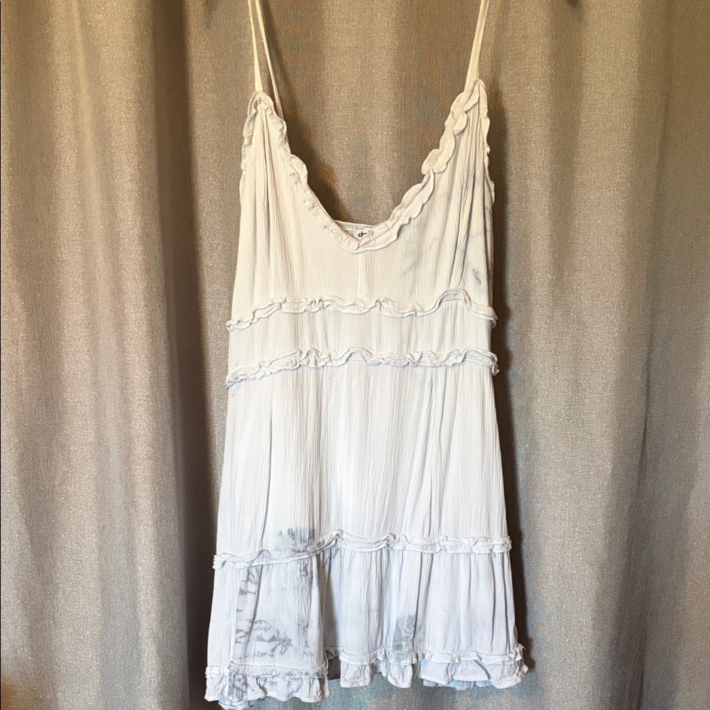 Baby blue tie dye Ruffled Sleeveless Dress